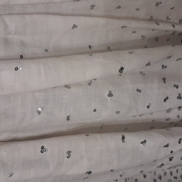 Marciano Cream Pleated Skirt with Silver Sequins. 6 - Picture 3 of 6